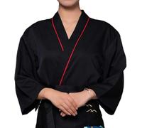Giapponese Sushi Chef Cappotto Uniformi per Uomini E Donne umidità Wicking Kimono Cardigan Classico Colore Puro Chef Giacca, Black, XL-XLarge