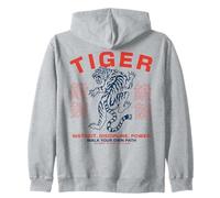 Giapponese Tiger Warrior Istinto Disciplina Potere Kanji Art Felpa con Cappuccio