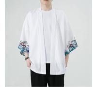 Giapponese Uomo Aperto Davanti Kimono Cardigan 3/4 Manica Ampia Yukata Giacca