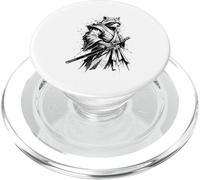 Giapponese Vintage Raccoon Samurai Sumi-e Giappone Arte Grafica PopSockets PopGrip per MagSafe