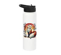 Giapponese Wildlife Fox Sun Bamboo Stainless Steel Insulated Water Bottle