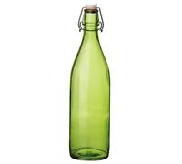 Giara - Bottiglia in vetro ecologico verde con tappo basculante, 1 litro, per cordiali e conserve