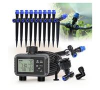 Giardinaggio Display LCD indipendente a doppio canale Kit di irrigazione con timer for irrigazione Ugello for fontana con spina di terra regolabile pieghevole(A-10m kit)