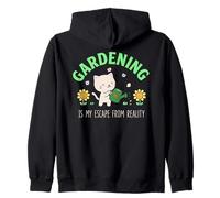 Giardinaggio Gatto Fuga dalla Realtà Carino Gatto Irrigazione Fiori Felpa con Cappuccio