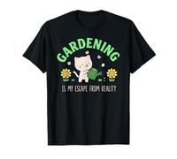 Giardinaggio Gatto Fuga dalla Realtà Carino Gatto Irrigazione Fiori Maglietta