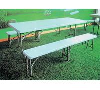 Set Birreria Pieghevole Esterno Tavolo e 2 Panche in HDPE e Acciaio cm183x76x74h