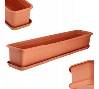 Giardiniera KADAX con piatto, plastica, 80 cm, terracotta