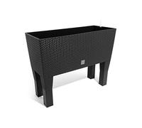Giardiniere alto rettangolare da 30 litri con autoirigue 60 x 25 x 46 cm con gambe di colore antracite