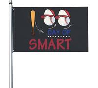 Giardino Bandiera 100 Days Smarter Funny Baseball Bandiera Della Brezza Resistente Alle Intemperie Tessuto Da Esterno Striscione All'Aperto, Per Feste Estive, Eventi, Giardino, 90x150cm