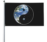 Giardino Bandiera 90x150cm, Earth And Space Ying Yan Symbol Bandiera Di Benvenuto 2 Occhielli Metallici Striscione All'Aperto, Per Celebrazioni, Feste Strada, All'Aperto Al Coperto