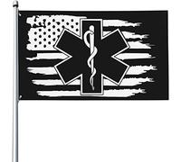 Giardino Bandiera 90x150cm, Ems Star Flag Of Life Emt Paramedic Medic American Stagione Bandiera Resistente Alle Intemperie Striscione All'Aperto, Per Eventi, Giardino, All'Aperto Al Coperto
