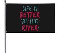 Giardino Bandiera 90x150cm, Life Is Better On The River Stagione Bandiera Resistente Alle Intemperie Striscione All'Aperto, Per Balcone, Feste Estive, Eventi