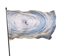 Giardino Bandiera 90x150cm, Space Tunnel With God'S Eye Abstract Black Human Figure Clouds Heaven Bandiera Militare Prova Di Sbiadimento Striscione All'Aperto, Per Balcone, Feste Estive