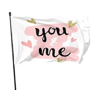 Giardino Bandiera 90x150cm, You And Me Glitter Sparkle Love Heart Romantic Quote Pink Background Bandiera Pirata Rinforzata Striscione All'Aperto, Per Feste Estive, Balcone, Celebrazioni