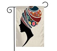 Giardino Bandiera African Face Women Silhouette Black Fashion Decoration Brown Beautiful People Beauty Young Decorazione Bandiera Di Benvenuto, Per Eventi, Giardino, 30x45cm