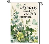 Giardino Bandiera Always Loved Never Forgotten Memorial Eucalyptus Spring Summer Bandiera In Poliestere Decorazione Striscione All'Aperto, Per Balcone, Celebrazioni, Feste Estive, 30x45cm