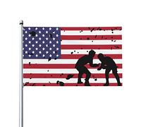 Giardino Bandiera American Flag Wrestling Bandiera Militare Tessuto Da Esterno Rinforzata Striscione All'Aperto, Per Celebrazioni, Eventi, Giardino, 90x150cm