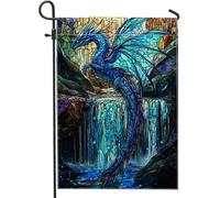 Giardino Bandiera Blue Dragon Stained Glass Bandiera Di Benvenuto Resistente Alle Intemperie Striscione All'Aperto, Per Celebrazioni, Feste Strada, All'Aperto Al Coperto, 30x45cm
