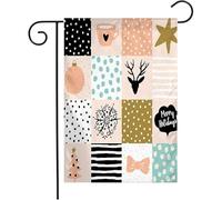 Giardino Bandiera Blush Hand Christmas Mosaic Message Seamless Tree Pink Pattern Abstract Star White Colors Tessuto Da Esterno Striscione All'Aperto, Per All'Aperto Al Coperto, Eventi, 30x45cm