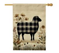 Giardino Bandiera Buffalo Check Sheep Vintage Black White Plaid Flower Della Brezza Resistente Alle Intemperie Striscione All'Aperto, Per Balcone, Celebrazioni, Giardino, 30x45cm