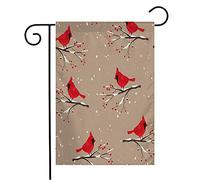 Giardino Bandiera Cardinal Bird Wrapping Beautiful Winter Retro Pattern Animals Wildlife Red Tree With Parks Outdoor Rinforzata Bandiera Di Benvenuto, Per Balcone, Feste Estive, 30x45cm