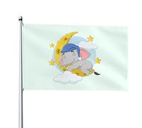 Giardino Bandiera Cartoon Elephant Sleeping On The Moon Bandiera Della Brezza Decorazione Tessuto Da Esterno Striscione All'Aperto, Per Feste Estive, Giardino, Feste Strada, 122x183 cm