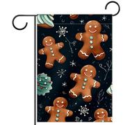 Giardino Bandiera Christmas Gingerbread Man Bandiera Militare Rinforzata Decorazione Striscione All'Aperto, Per Balcone, Feste Estive, Celebrazioni, 30x45cm