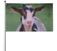 Giardino Bandiera Colorful Nigerian Dwarf Dairy Goat Stagione Bandiera 2 Occhielli Metallici Tessuto Da Esterno Striscione All'Aperto, Per Celebrazioni, Giardino, Eventi, 90x150cm