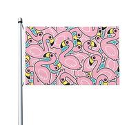 Giardino Bandiera Cute Cartoon Flamingos Bandiera Della Brezza Colori Vivaci Decorazione Striscione All'Aperto, Per Giardino, Celebrazioni, Balcone, 90x150cm