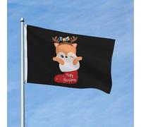 Giardino Bandiera Cute Fox In A Christmas Stocking Stagione Bandiera Colori Vivaci Tessuto Da Esterno Striscione All'Aperto, Per Feste Estive, All'Aperto Al Coperto, Eventi, 90x150cm