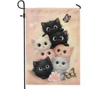 Giardino Bandiera Cute Kittens Peach Feline Bandiera In Poliestere Colori Vivaci Striscione All'Aperto, Per Feste Estive, Celebrazioni, Giardino, 30x45cm