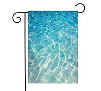 Giardino Bandiera Day Abstract Summer Underwater White Blue Water Textured Ripple Holiday Decorazione Bandiera In Poliestere, Per All'Aperto Al Coperto, Balcone, 30x45cm