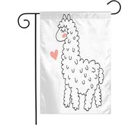 Giardino Bandiera Desert Heart Cute Zoo Lama Alpaca Animals Wildlife Traditional Peru Furry Pet Graphic Chile Resistente Alle Intemperie Bandiera Di Benvenuto, Per Celebrazioni, Balcone, 30x45cm