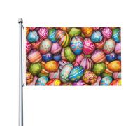 Giardino Bandiera Easter Eggs Colorful Eggs,Easter Day Bandiera Militare Decorazione 2 Occhielli Metallici Striscione All'Aperto, Per Balcone, Giardino, Eventi, 90x150cm