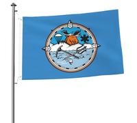 Giardino Bandiera Elk'S Head On The Inside Of The Compass Stagione Bandiera Prova Di Sbiadimento Colori Vivaci Striscione All'Aperto, Per All'Aperto Al Coperto, Balcone, Feste Estive, 90x150cm