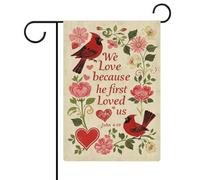 Giardino Bandiera Faith We Love Because He First Loved Us Della Brezza Colori Vivaci Striscione All'Aperto, Per Giardino, Eventi, All'Aperto Al Coperto, 30x45cm
