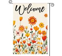 Giardino Bandiera Fall Flowers Welcome Seasonal Flower Autumn Rustic Harvest Bandiera Pirata Prova Di Sbiadimento Striscione All'Aperto, Per Balcone, All'Aperto Al Coperto, Giardino, 30x45cm