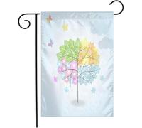 Giardino Bandiera Fall Four Seasons Plant Blue Leaves Landscape Tree Spring Summer Autumn Colori Vivaci Stagione Bandiera, Per Celebrazioni, Balcone, 30x45cm