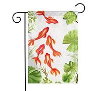 Giardino Bandiera Fish Chinese Among Leaves Asian Style Leader Fish Animals Watercolor Movement Grass Wildlife Decorazione Bandiera In Poliestere, Per Eventi, Feste Estive, 30x45cm