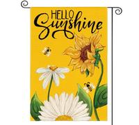 Giardino Bandiera Flower Sunflower Hello Sunshine Summer Seasonal Yellow Stagione Bandiera Prova Di Sbiadimento Striscione All'Aperto, Per Feste Estive, Eventi, Giardino, 30x45cm