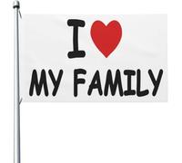 Giardino Bandiera Funny I Love Heart My Family White Stagione Bandiera Decorazione Rinforzata Striscione All'Aperto, Per Giardino, Feste Estive, Eventi, 90x150cm