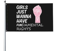 Giardino Bandiera Girls Just Wanna Have Fundamental Rights Bandiera Della Brezza 2 Occhielli Metallici Decorazione Striscione All'Aperto, Per Balcone, Celebrazioni, Giardino, 90x150cm