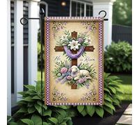 Giardino Bandiera He Is Risen Easter In Poliestere Rinforzata Striscione All'Aperto, Per Balcone, Giardino, All'Aperto Al Coperto, 30x45cm