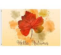 Giardino Bandiera Hello Autumn Beautiful Maple Leaves Harvest Bandiera In Poliestere Decorazione Colori Vivaci Striscione All'Aperto, Per Celebrazioni, Feste Estive, Eventi, 90x150cm