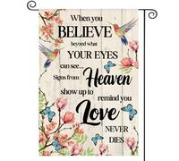 Giardino Bandiera Hummingbird Memorial Love Never Dies Memorial Day Gravesite Saying Spring Bandiera In Poliestere Decorazione Striscione All'Aperto, Per Feste Strada, Feste Estive, 30x45cm