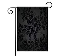 Giardino Bandiera Is Wrapping Charcoal Leaves Pattern Leaves This Repetitive Outlined Ornament Damask Vintage Tessuto Da Esterno Bandiera In Poliestere, Per Balcone, Feste Estive, 30x45cm