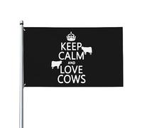Giardino Bandiera Keep Calm And Love Cows Bandiera Di Benvenuto Tessuto Da Esterno Prova Di Sbiadimento Striscione All'Aperto, Per Celebrazioni, Feste Strada, Balcone, 90x150cm