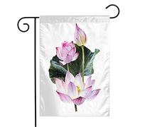 Giardino Bandiera Leaves Natural Hand Waterlily Zen Water Drawing Watercolor Botany Flowers Lily Flower Colori Vivaci Bandiera Di Benvenuto, Per Feste Estive, All'Aperto Al Coperto, 30x45cm