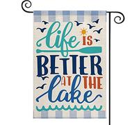 Giardino Bandiera Life Is Better At The Lake Lakeside Bandiera In Poliestere Colori Vivaci Striscione All'Aperto, Per Feste Strada, All'Aperto Al Coperto, Balcone, 30x45cm