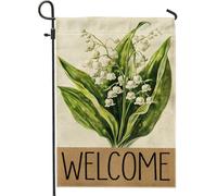 Giardino Bandiera Lily Of The Valley White Flower Stagione Bandiera Decorazione Striscione All'Aperto, Per Feste Estive, Eventi, Feste Strada, 30x45cm